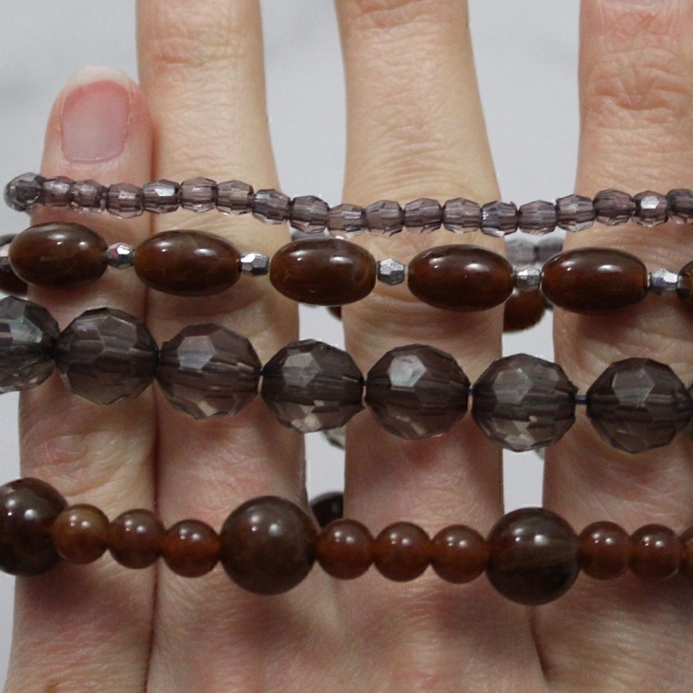 Taupe/Brown Stretchy Stackable Bracelets Set of 4 - Picture 5 of 6